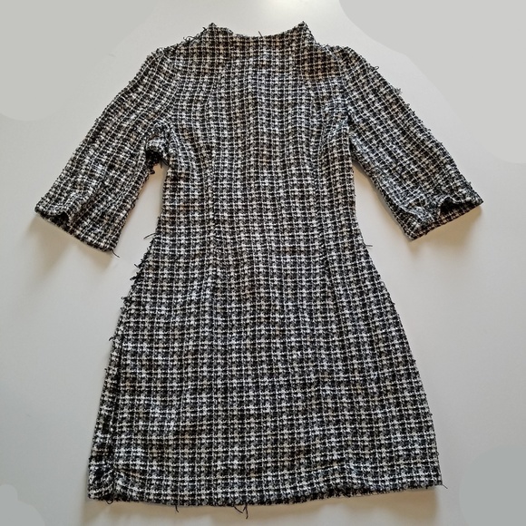 Zara Dresses & Skirts - Zara tweed B&W high neck sleeved dress size small